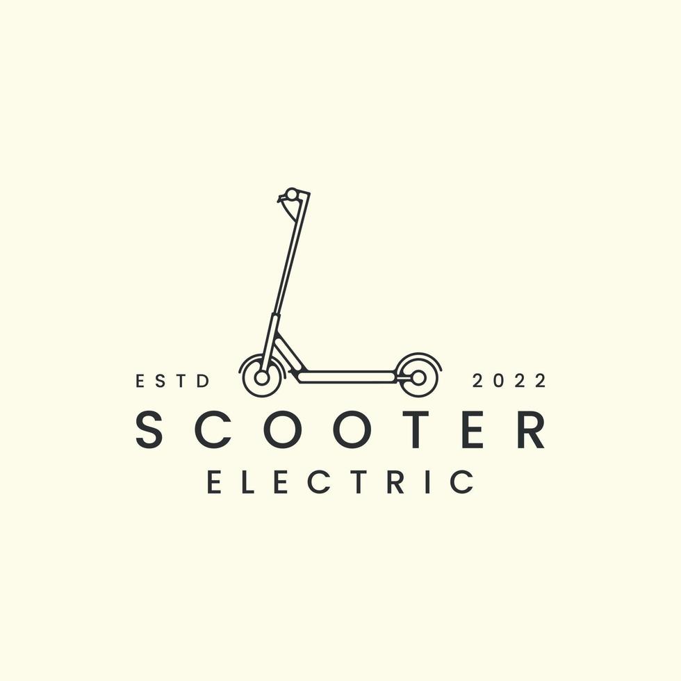 scooter elettrico con design del modello di icona del logo in stile line art. illustrazione vettoriale otoped, kick, knee, eccentric-hub
