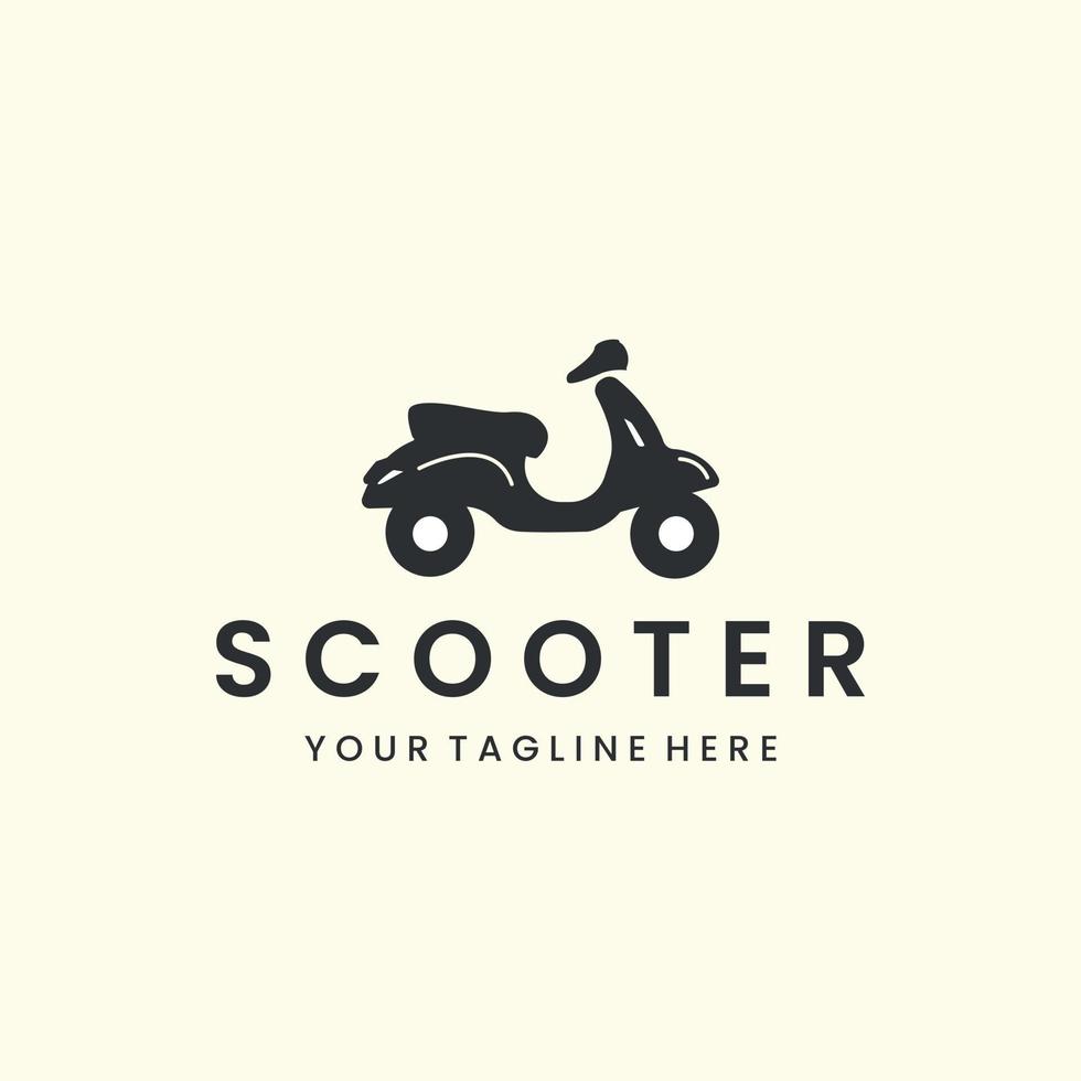 lato scooter rivolto con design modello icona logo in stile vintage. moto, skootamota, autoped, illustrazione vettoriale