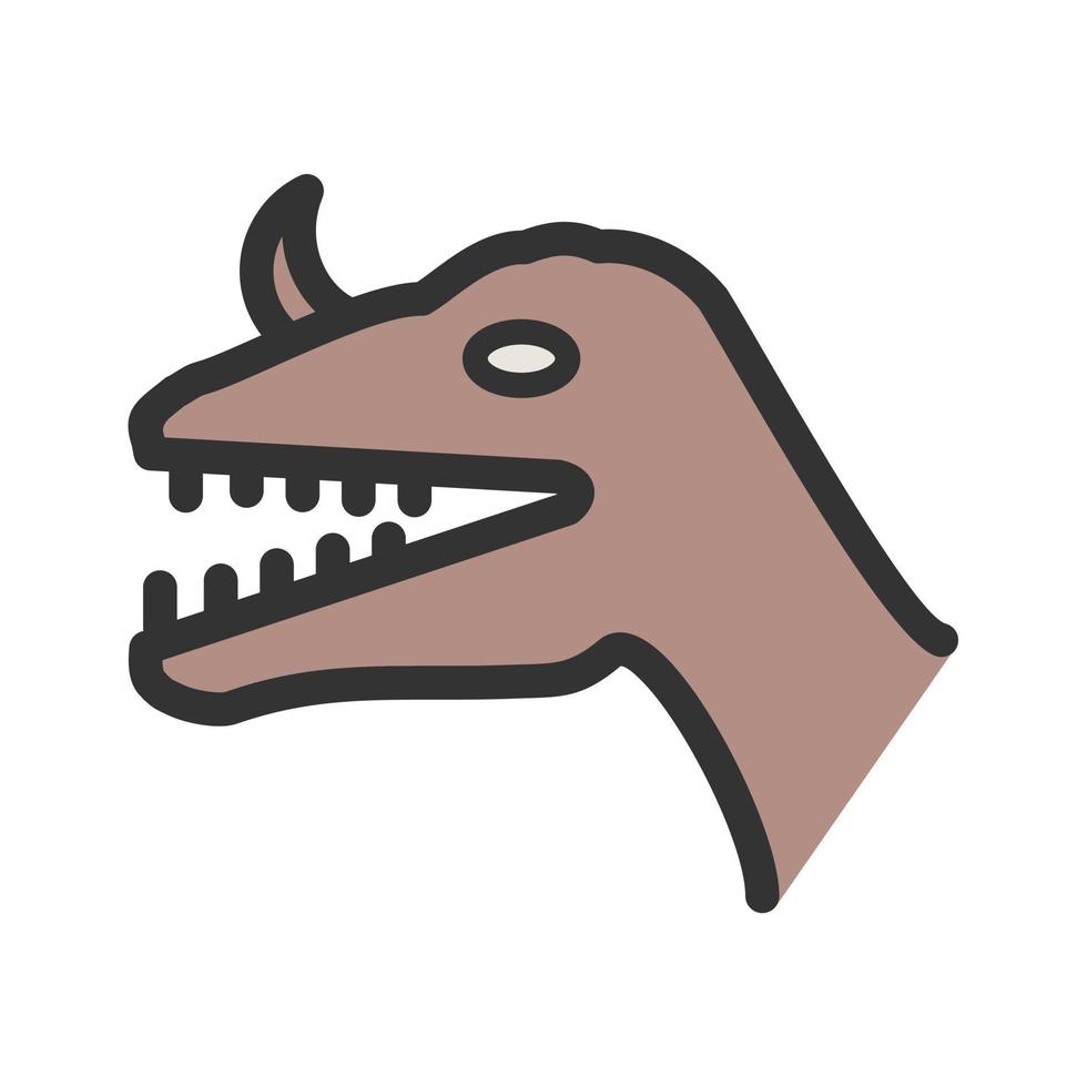 icona della linea piena di faccia di dinosauro vettore