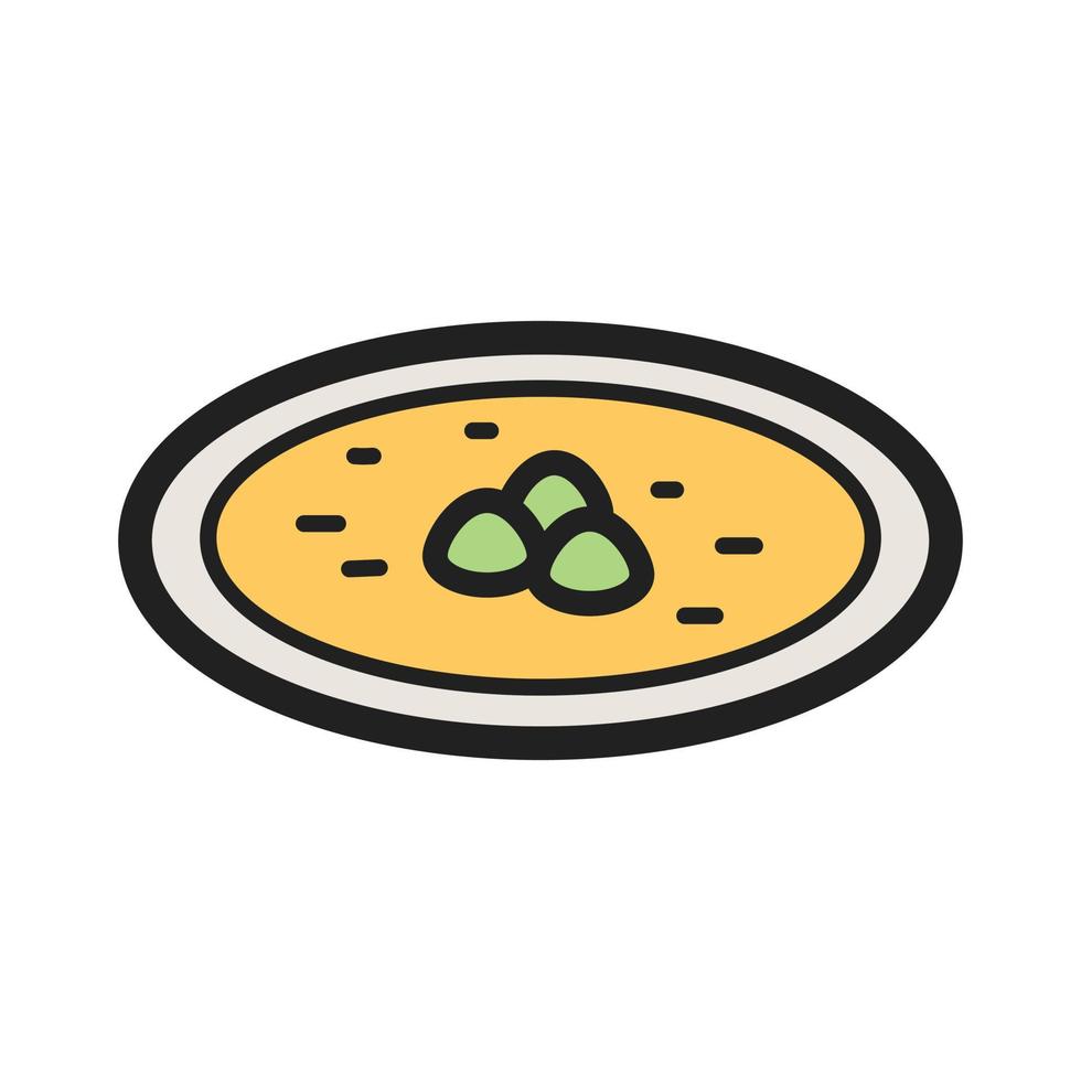 icona della linea ripiena di zuppa di gnocchi vettore