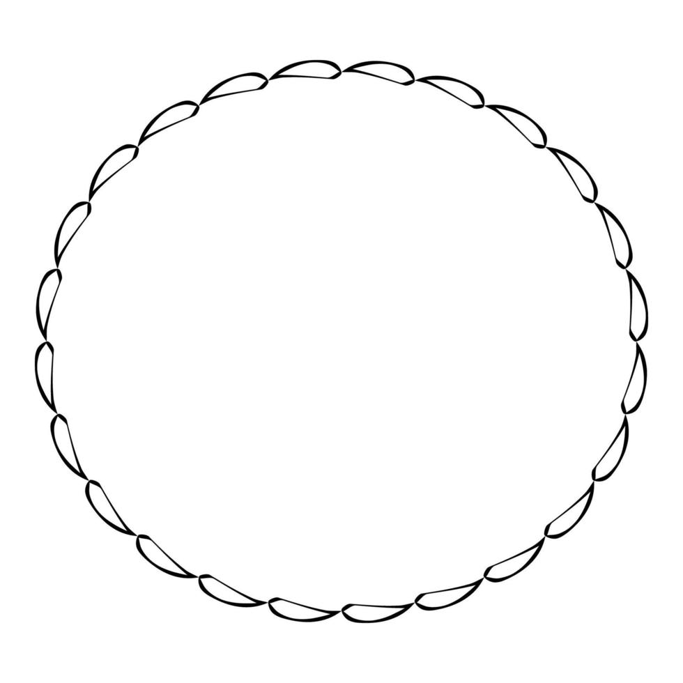 elegante cornice floreale ovale, sagoma di bordo in stile doodle disegnato a mano isolato su sfondo bianco. decorazione ghirlanda, clip art delicata. illustrazione vettoriale