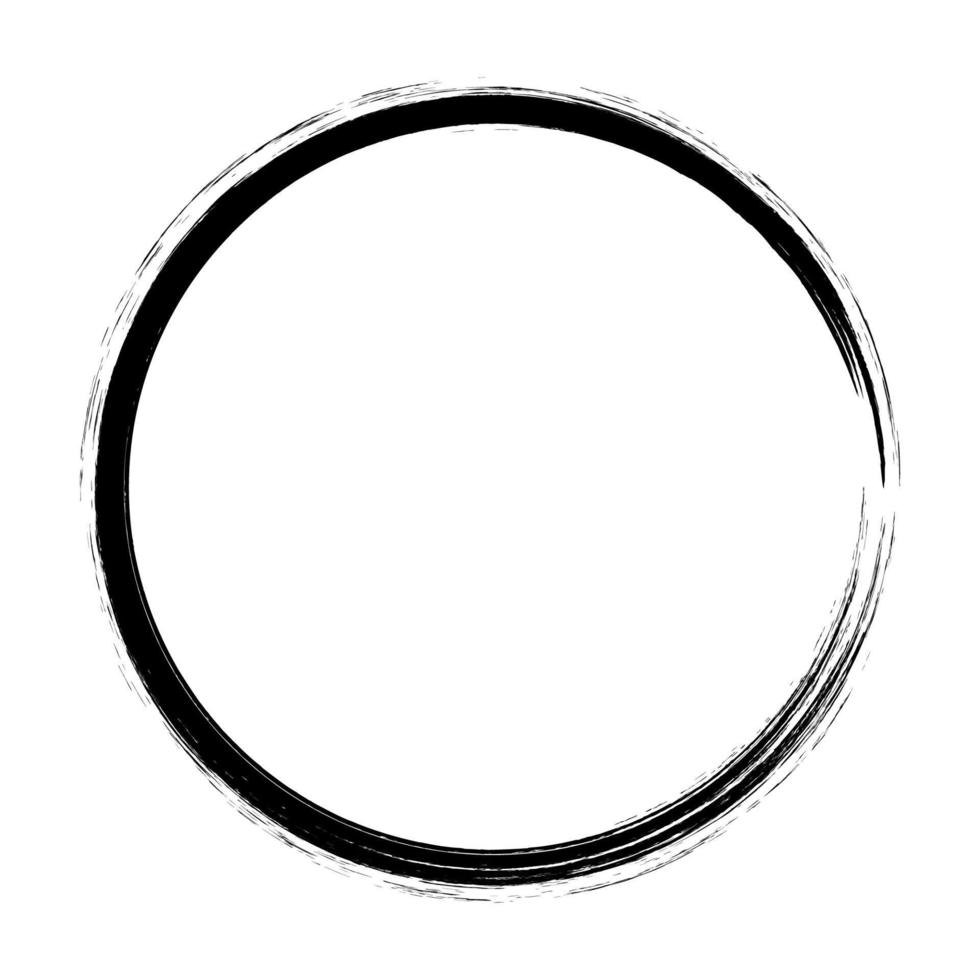 vettore pennellate cerchi di vernice su sfondo bianco. cerchio di pennello disegnato a mano con inchiostro. logo, illustrazione vettoriale dell'elemento di design dell'etichetta. cerchio astratto nero. telaio
