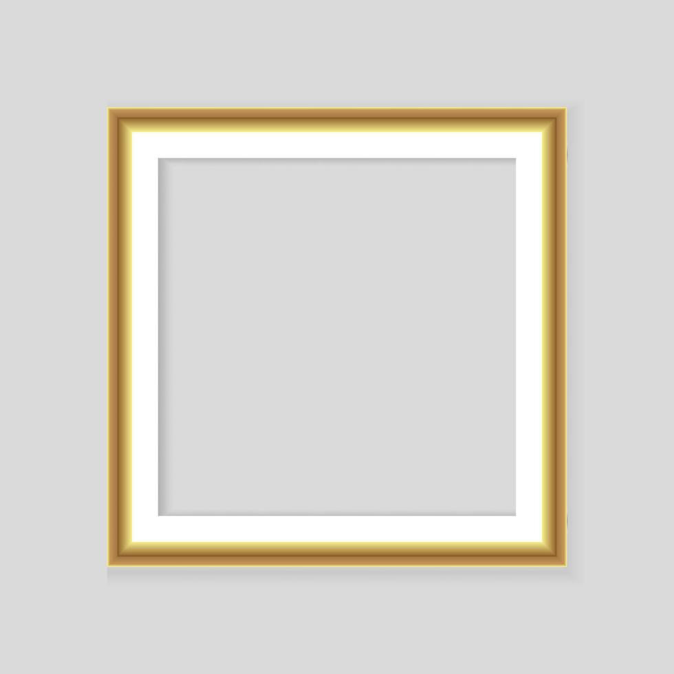 cornice dorata realistica isolata su sfondo grigio. perfetto per le tue presentazioni. illustrazione vettoriale. vettore