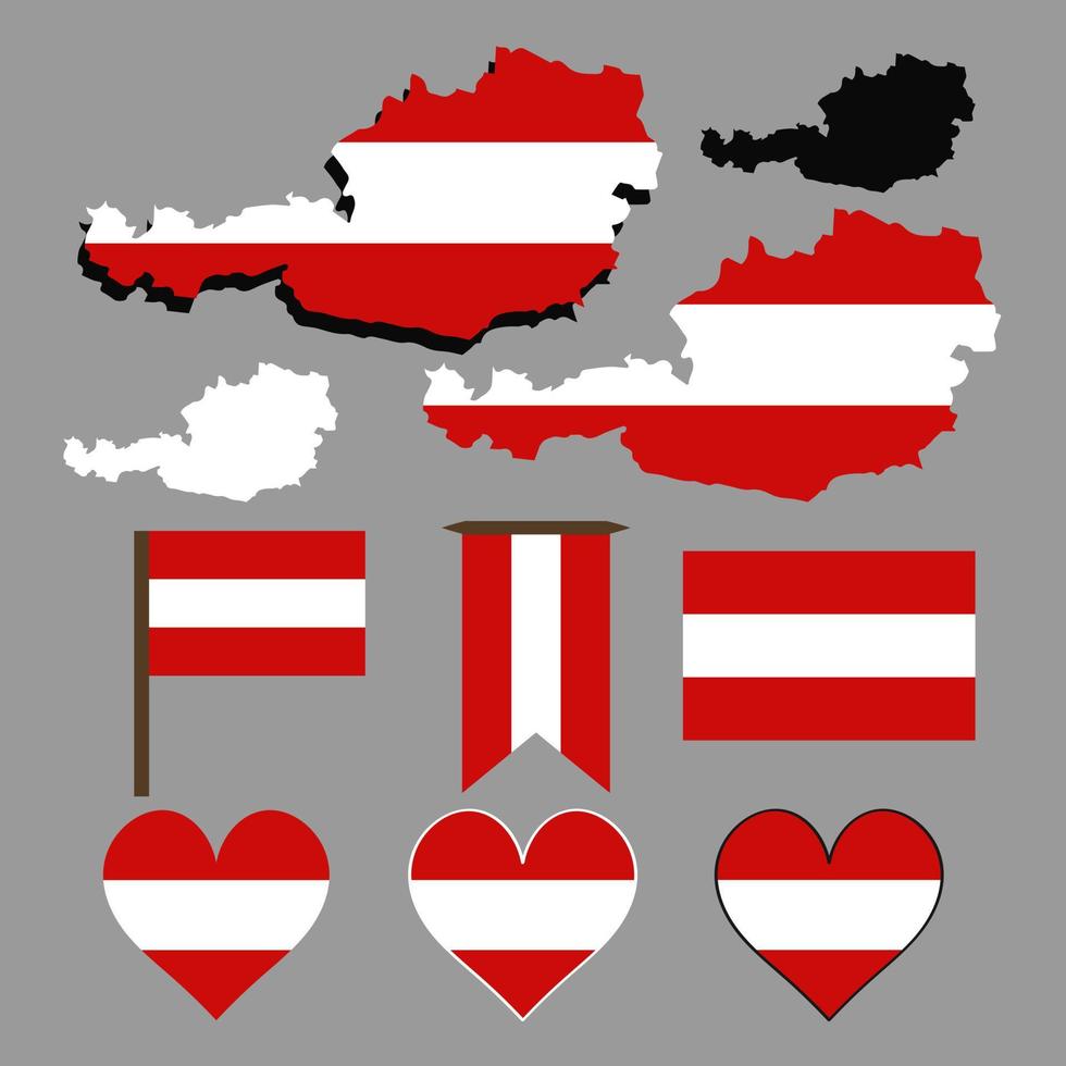 Austria. mappa e bandiera dell'austria. illustrazione vettoriale. vettore