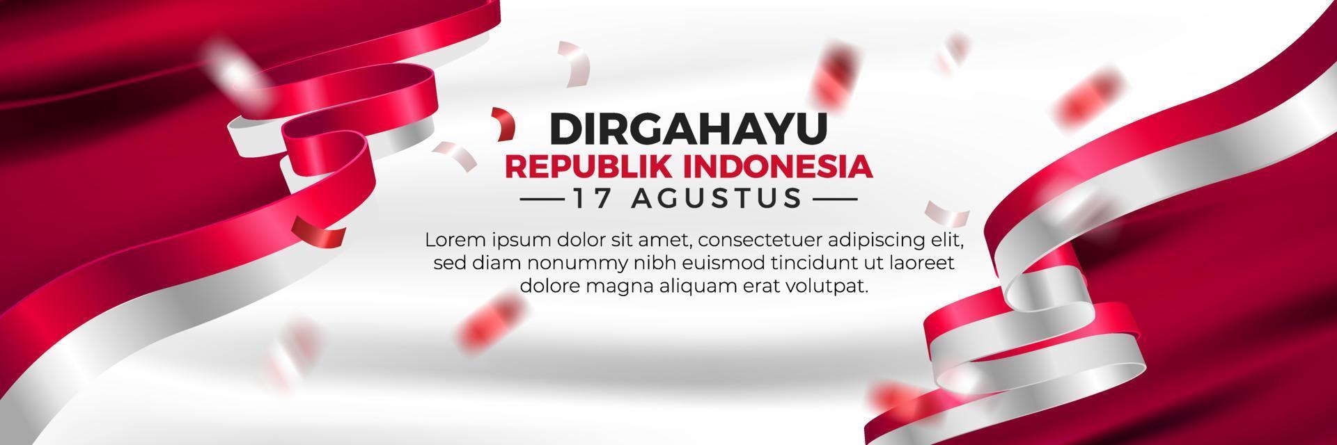 modello di banner orizzontale di dirgahayu republik indonesia vettore