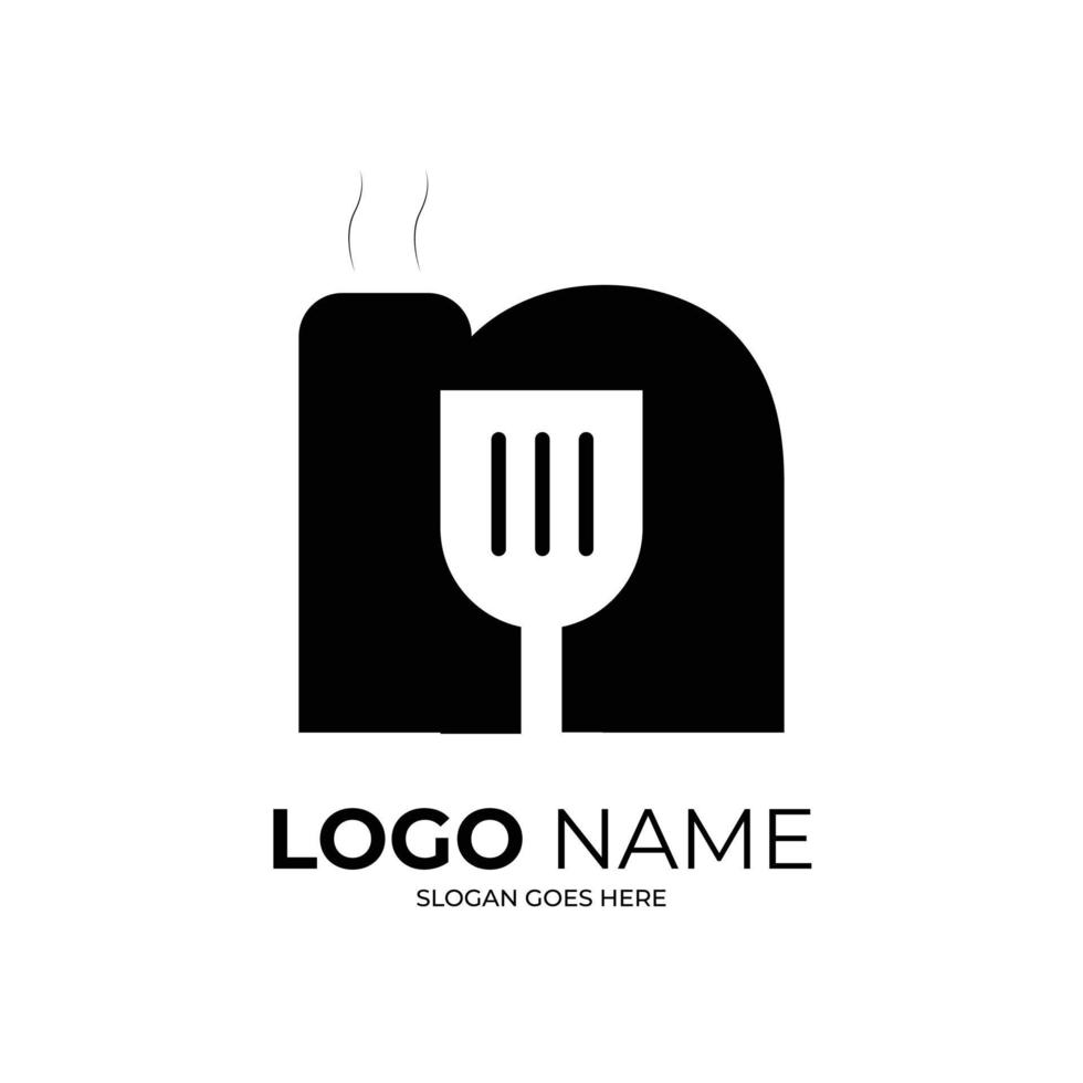 spatola lettera n logo ristorante vettore