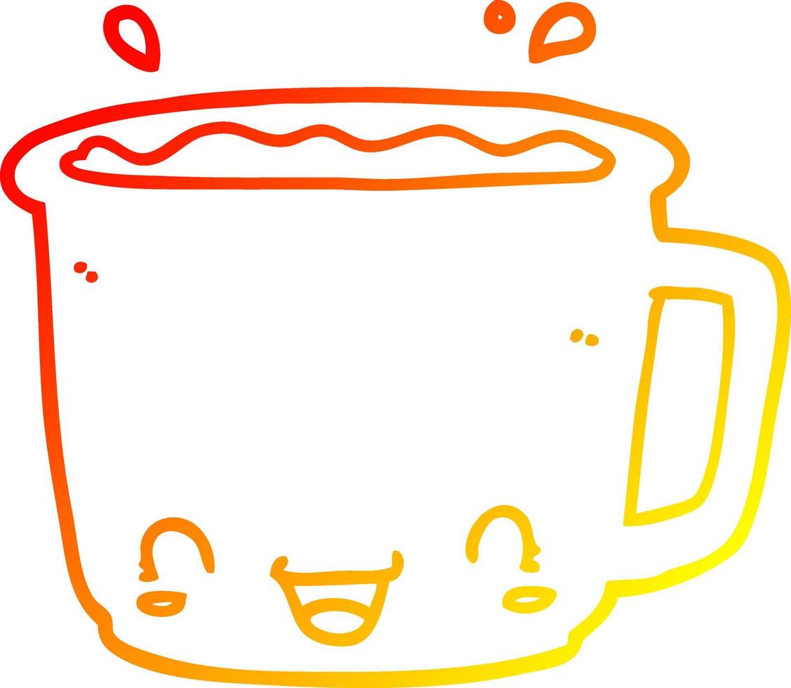 tazza di caffè del fumetto di disegno a tratteggio a gradiente caldo vettore
