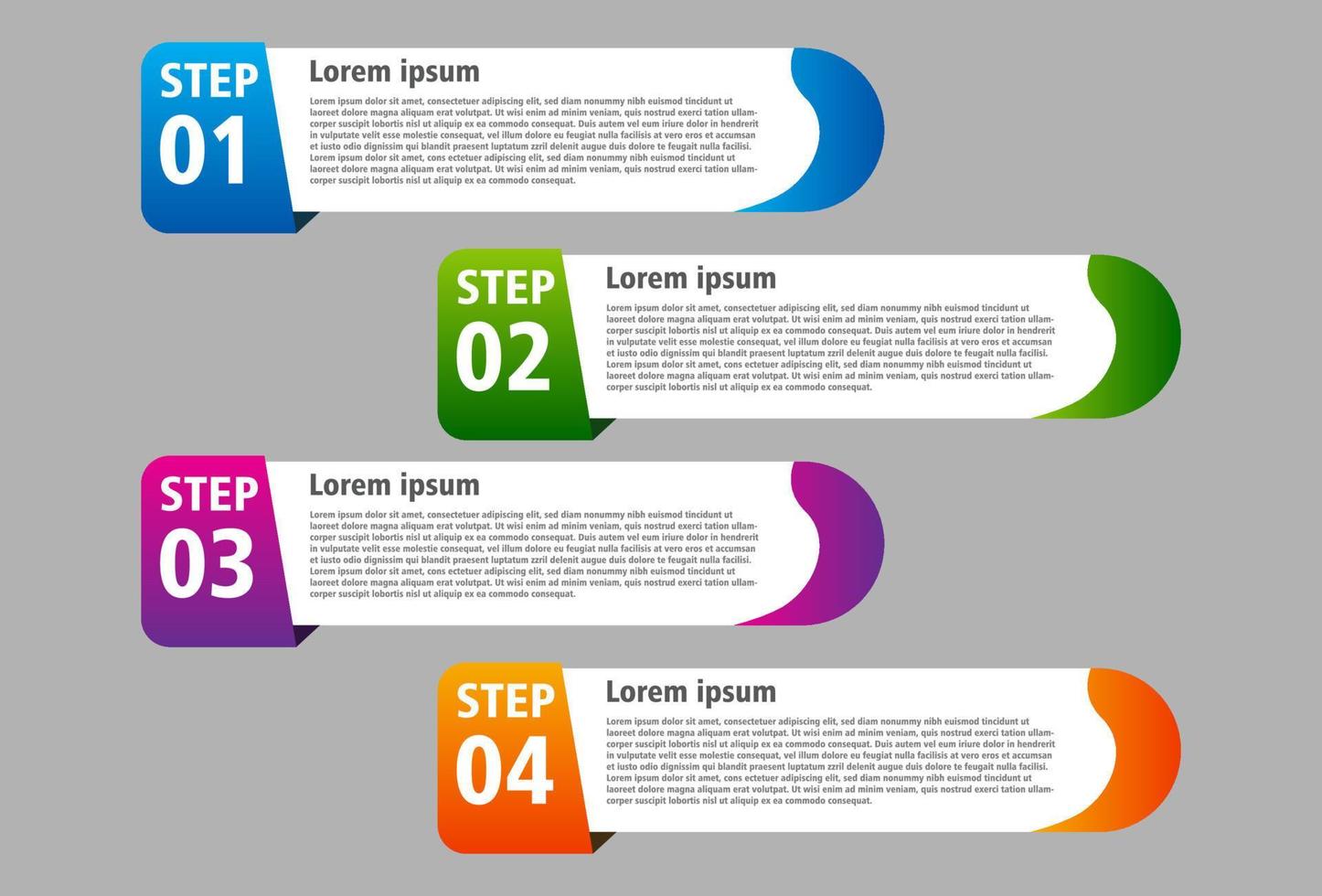4 fasi di elementi infografici a colori. design per banner, presentazioni e altro ancora. vettore