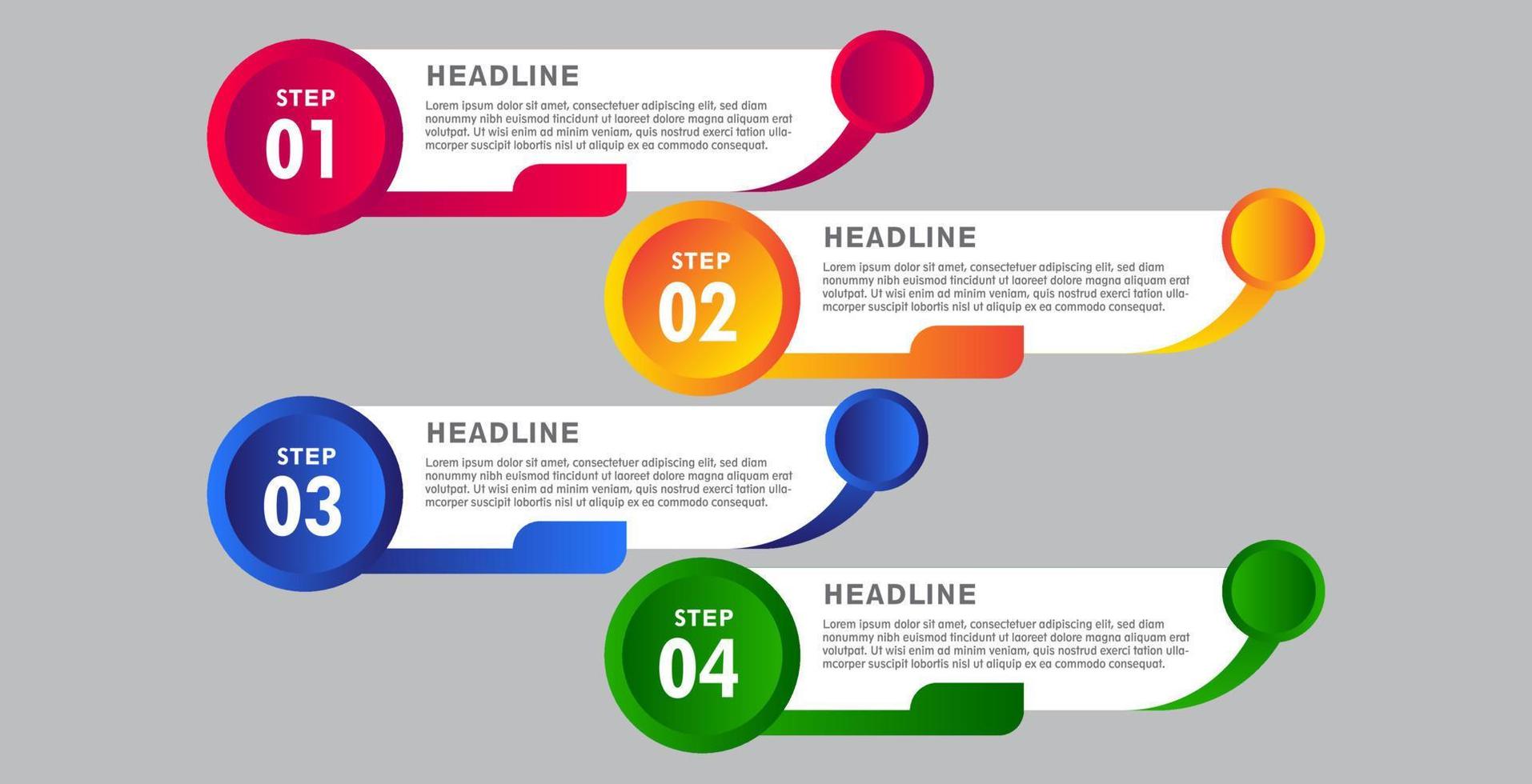 4 fasi di elementi infografici colorati. design per banner, presentazioni e altro ancora. vettore