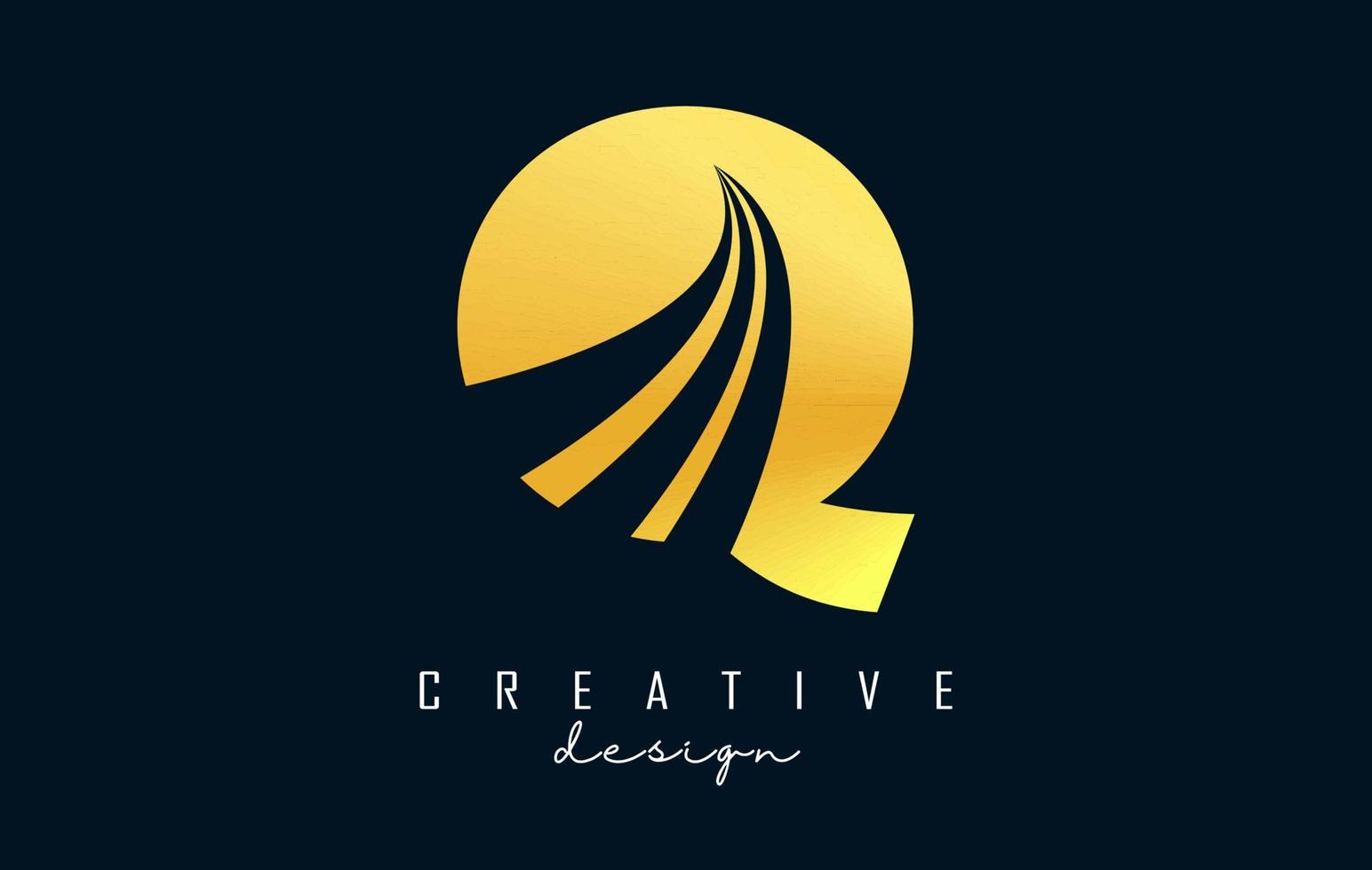 logo creativo lettera d'oro q con linee guida e concept design stradale. lettera q con disegno geometrico. vettore