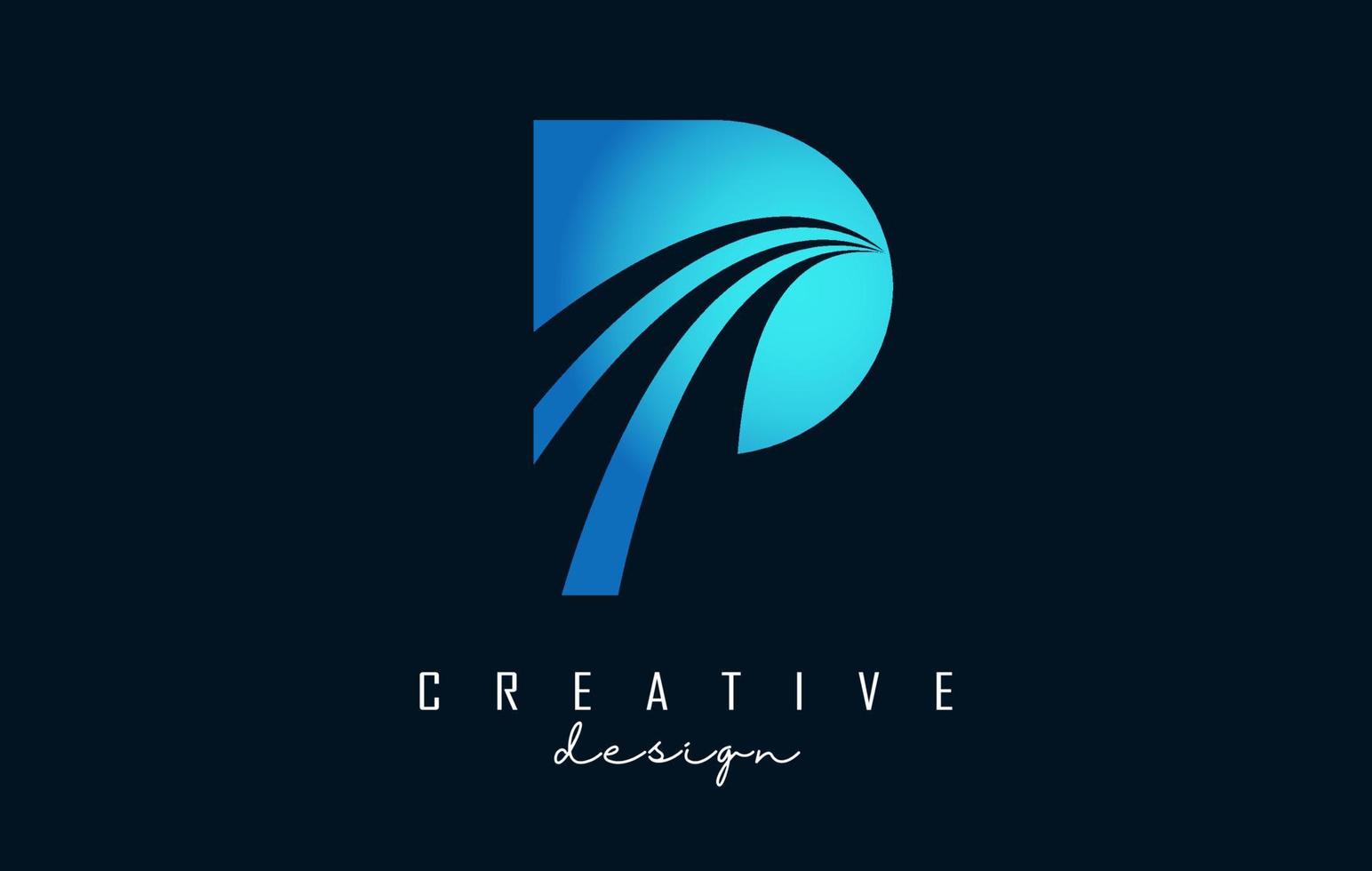 logo creativo della lettera p con linee guida e concept design stradale. lettera p con disegno geometrico. vettore
