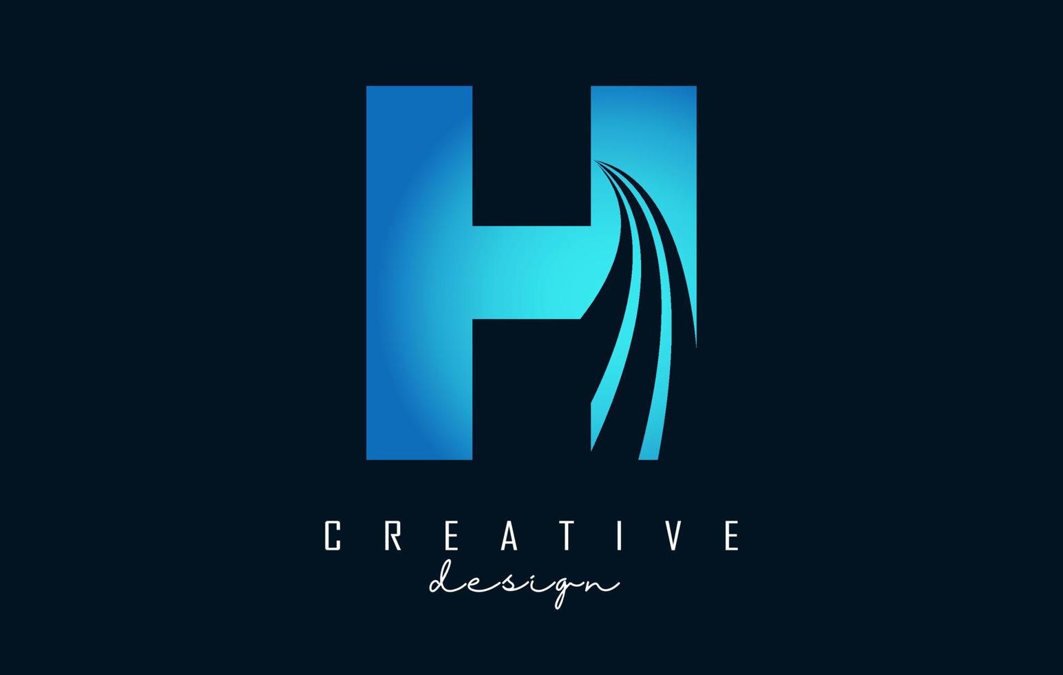 logo creativo della lettera h con linee guida e concept design stradale. lettera h con disegno geometrico. vettore