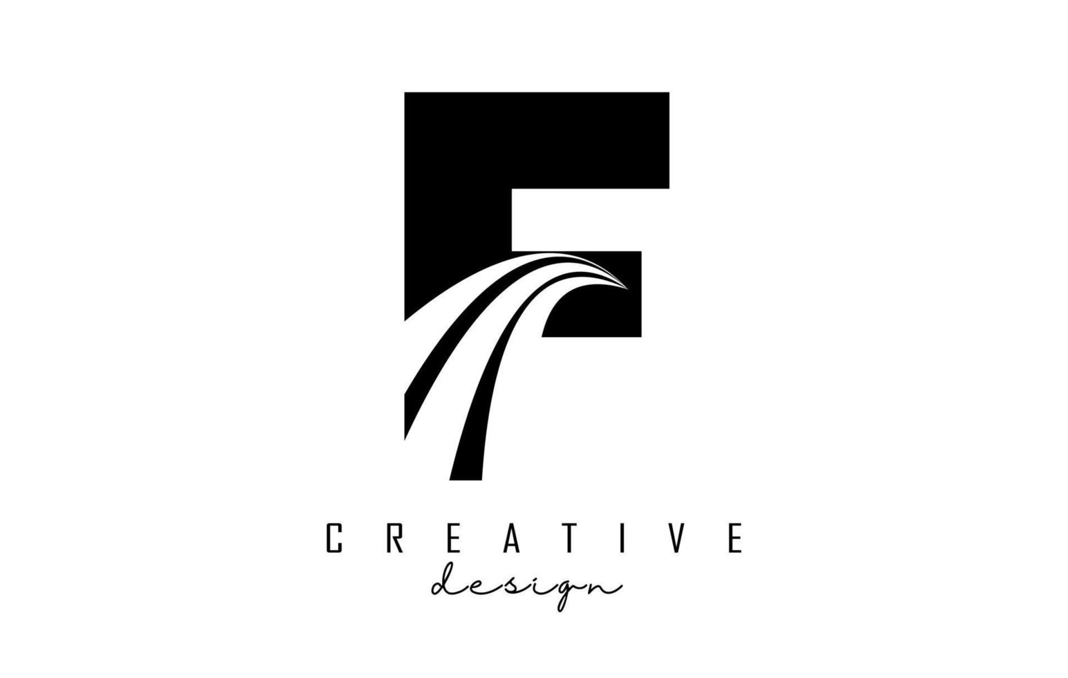 logo nero della lettera f con linee guida e concept design stradale. lettera f con disegno geometrico. vettore