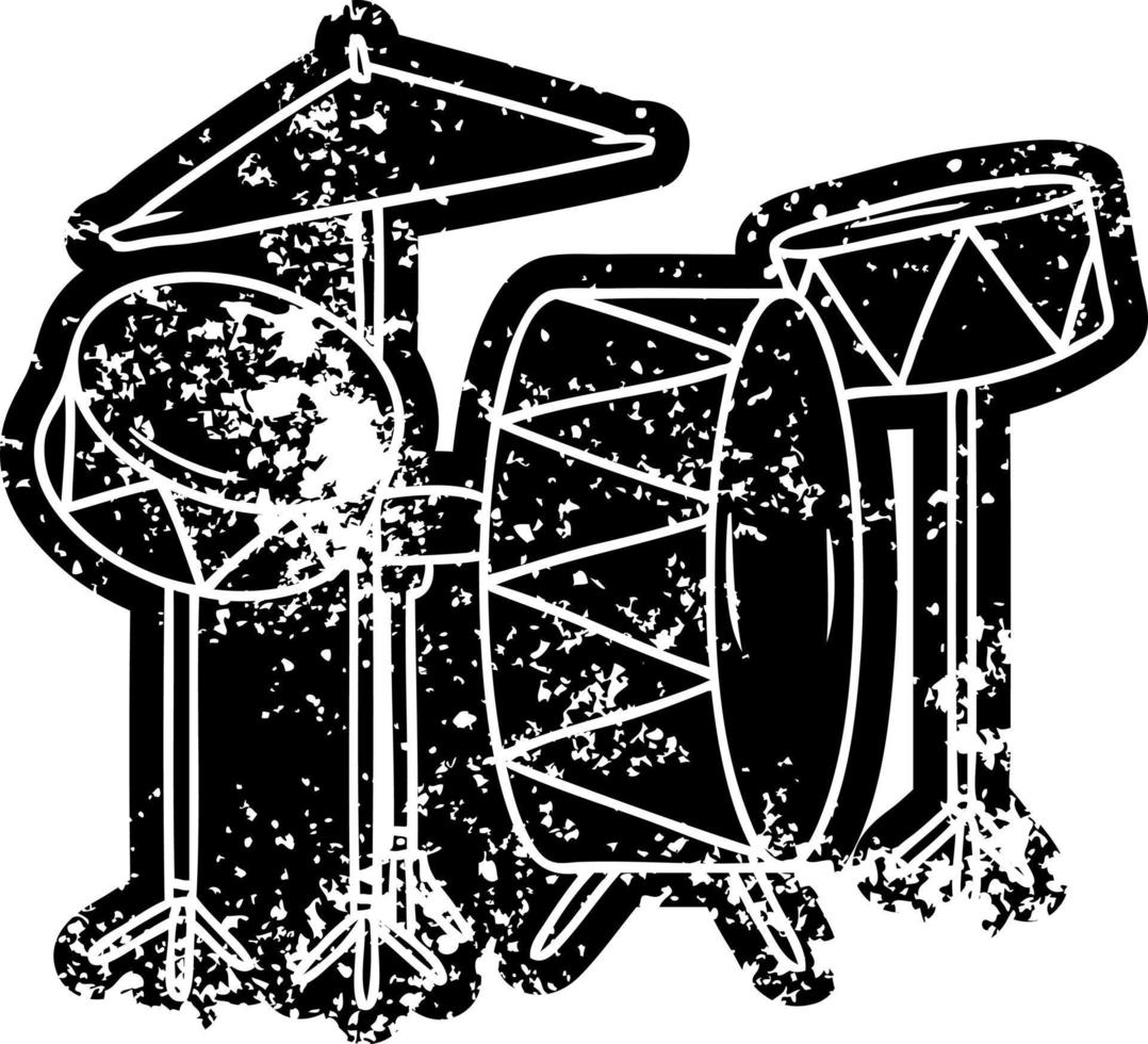 icona del grunge disegno di una batteria vettore