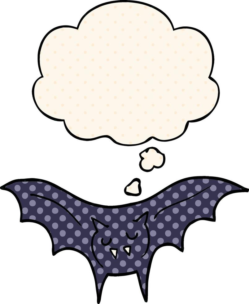 pipistrello vampiro cartone animato e bolla di pensiero in stile fumetto vettore