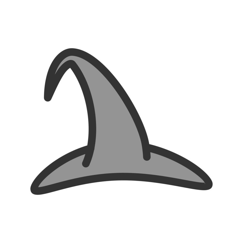 icona della linea riempita con il cappello della strega vettore