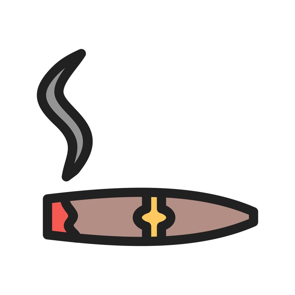 icona della linea piena di sigaro acceso vettore
