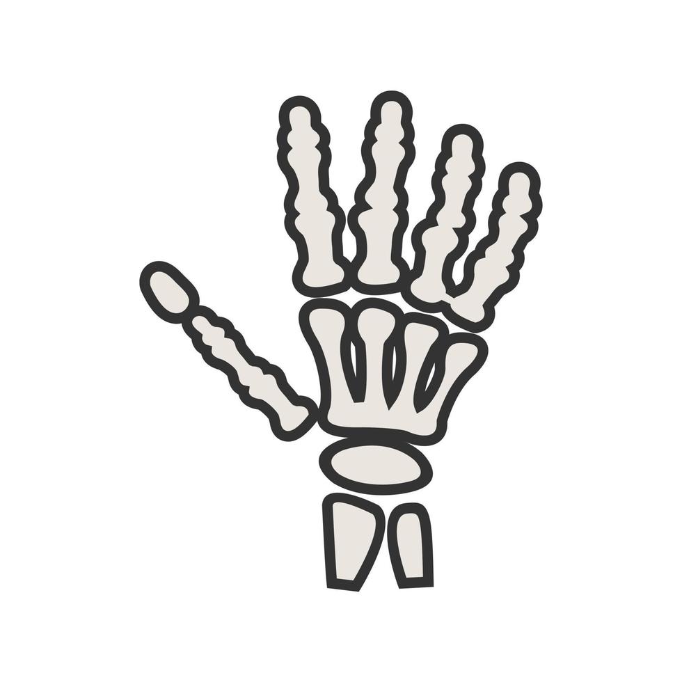 icona della linea piena di scheletro della mano vettore
