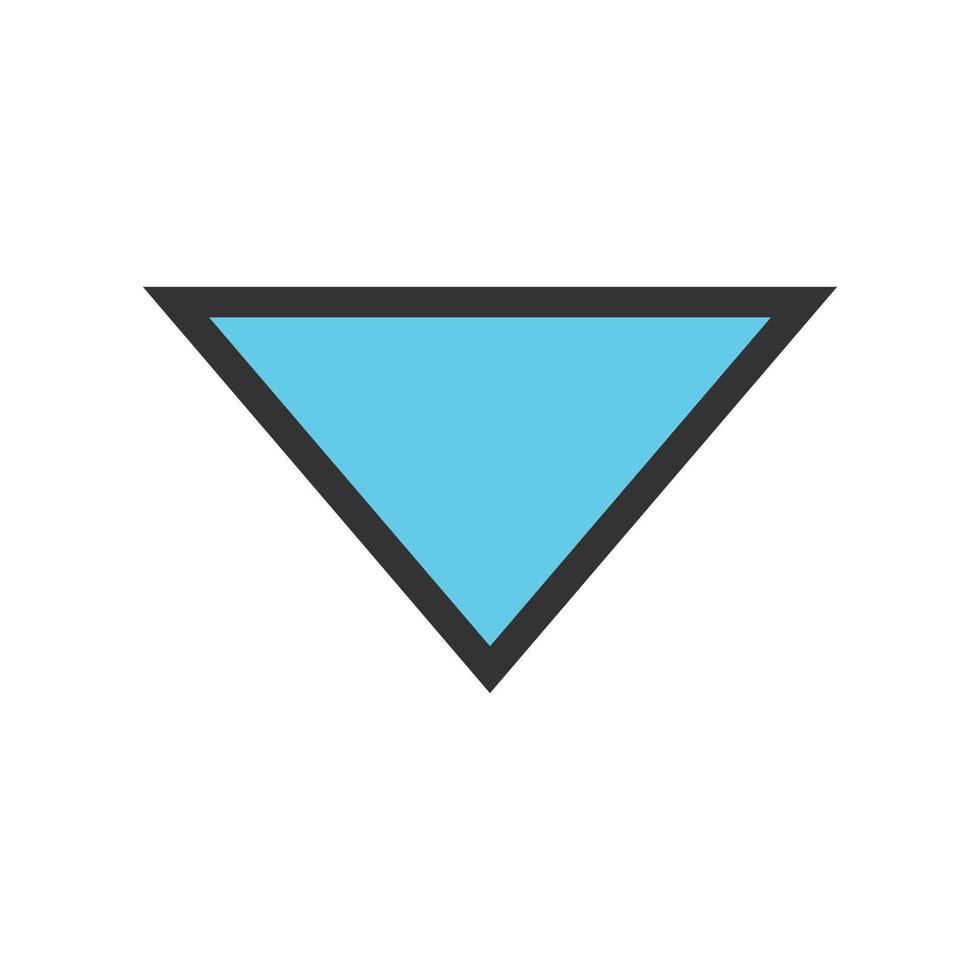 icona della linea riempita con freccia triangolare verso il basso vettore