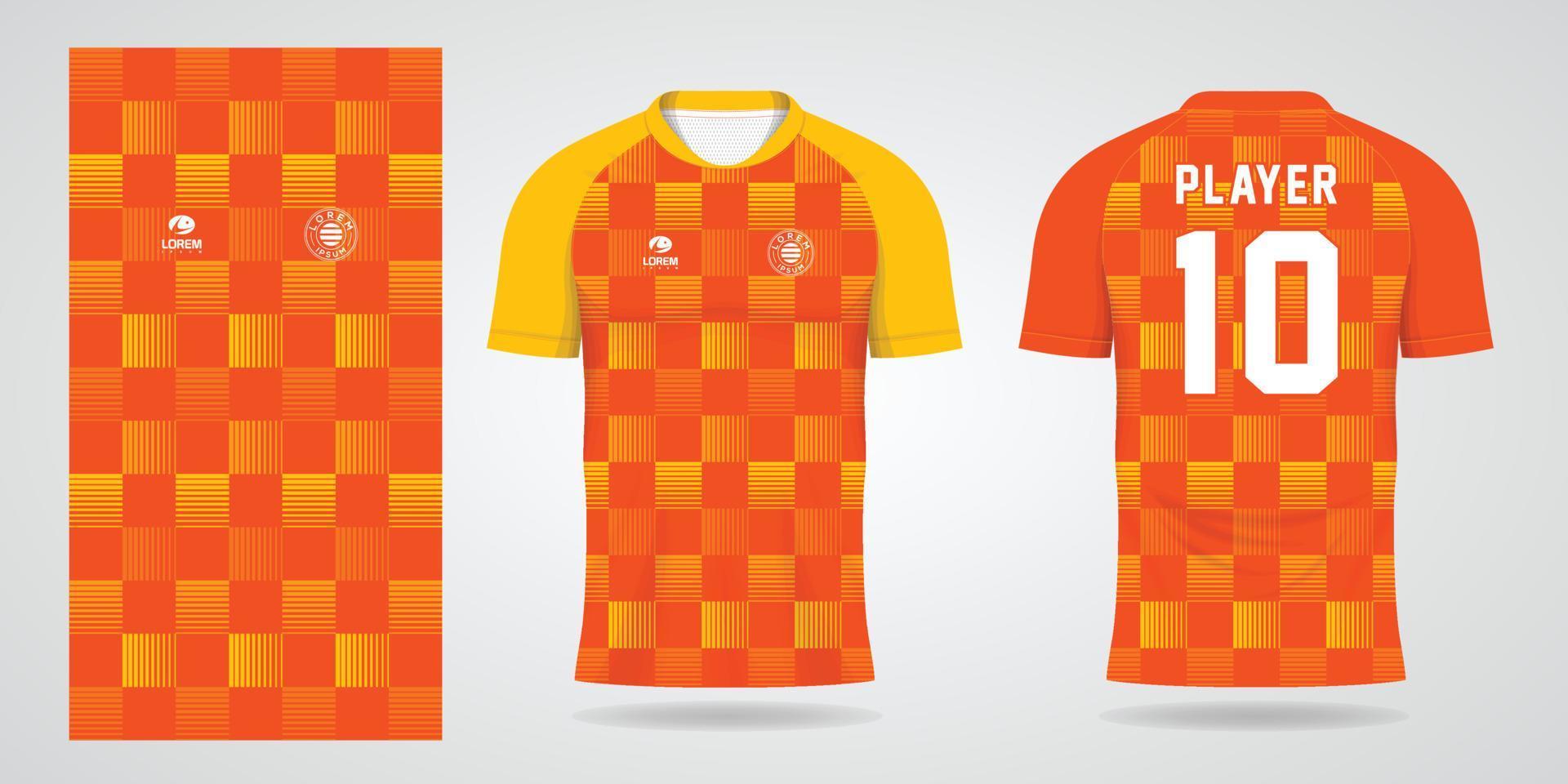 modello di design sportivo maglia da calcio arancione vettore