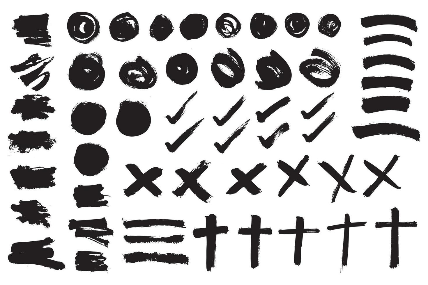 pennellate vettoriali. set di pennelli. elementi di design del grunge. pennello a inchiostro nero. vettore