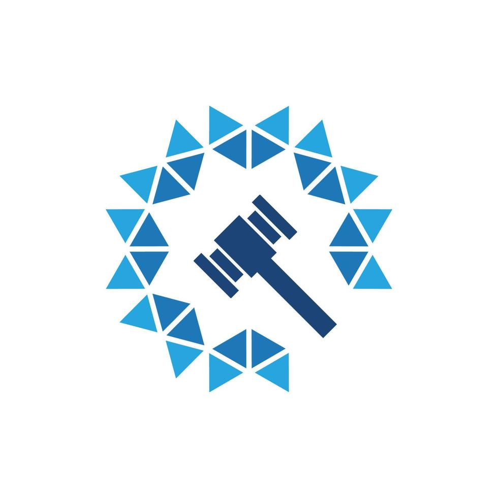 illustrazione del disegno dell'icona del logo della legge del martello vettore