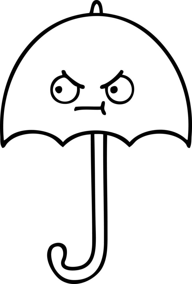 ombrello del fumetto di disegno a tratteggio vettore