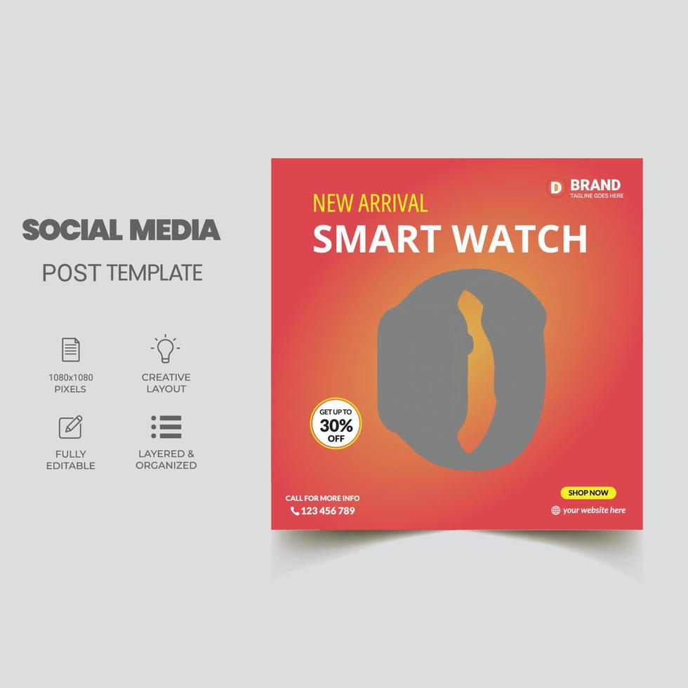post sui social media del modello di vendita di smartwatch vettore