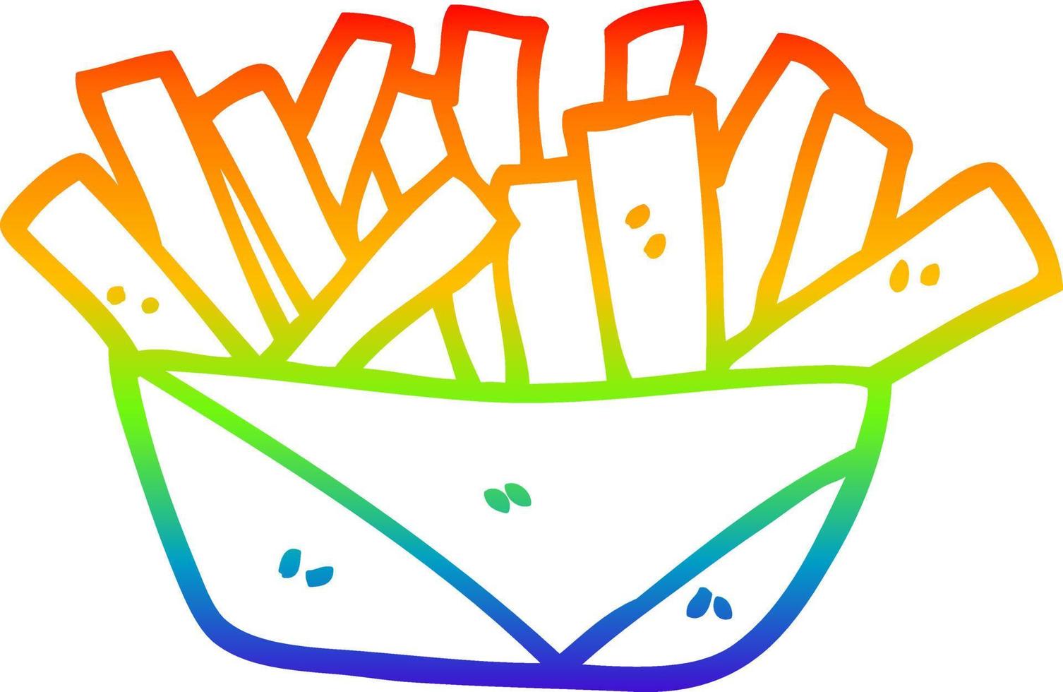 Patatine fritte del fumetto di disegno a tratteggio sfumato arcobaleno vettore