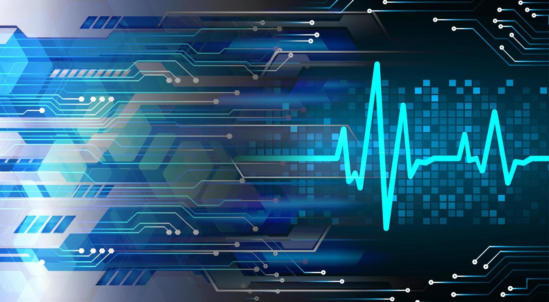 illustrazione astratta del fondo della tecnologia di Internet ad alta velocità. cuore pulsante. ekg. elettrocardiogramma vettore