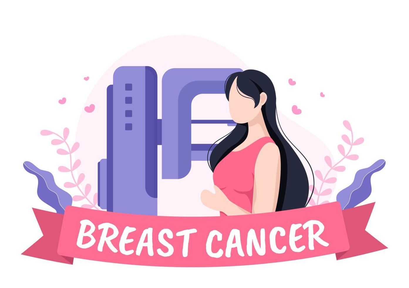 illustrazione del fumetto del fondo del mese di consapevolezza del cancro al seno con il nastro rosa e la donna per la campagna di prevenzione delle malattie o l'assistenza sanitaria vettore