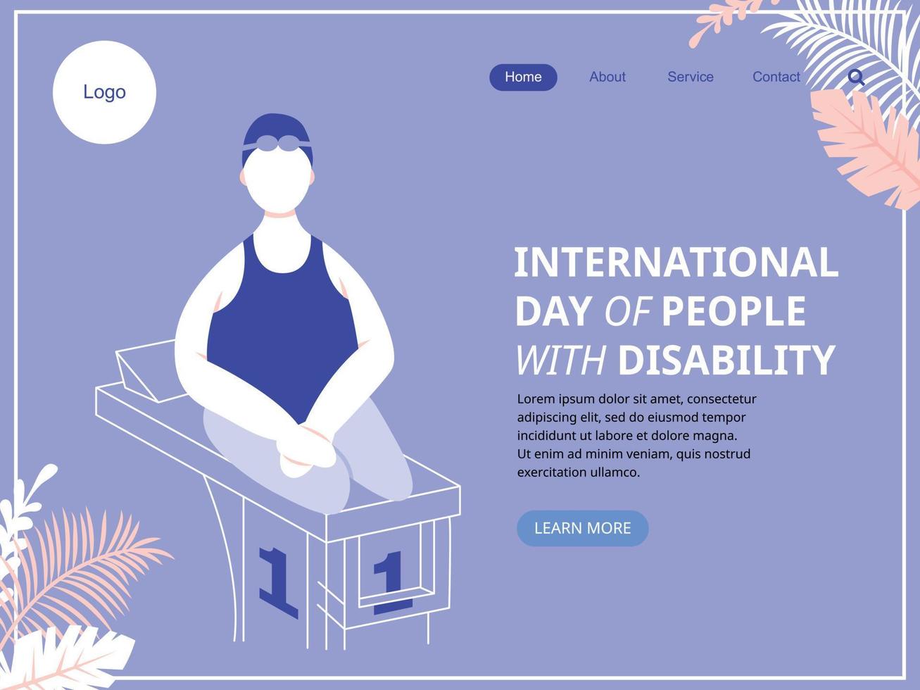 modello di pagina di destinazione web per la giornata internazionale delle persone con disabilità vettore