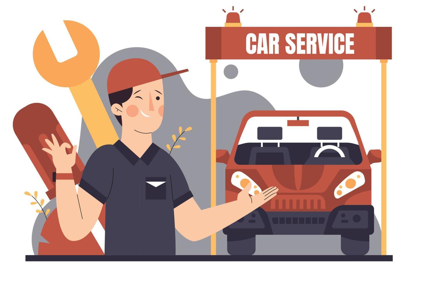 illustrazione piatta di servizi di riparazione auto vettore