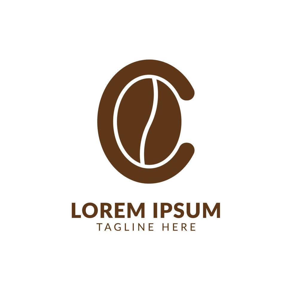 design del logo del caffè in grani di lettera c vettore