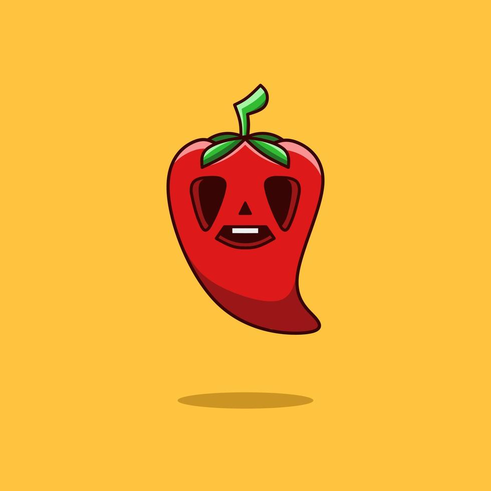 peperoncino carino personaggio emozione emoticon logo design vector. arte adesiva colorata con sfondo morbido. illustrazione grafica astratta. vettore