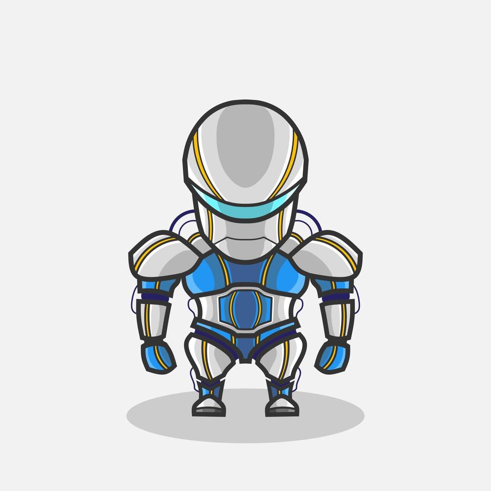 illustrazione del personaggio cyborg robot carino. semplice disegno vettoriale cartone animato. isolato con sfondo morbido.