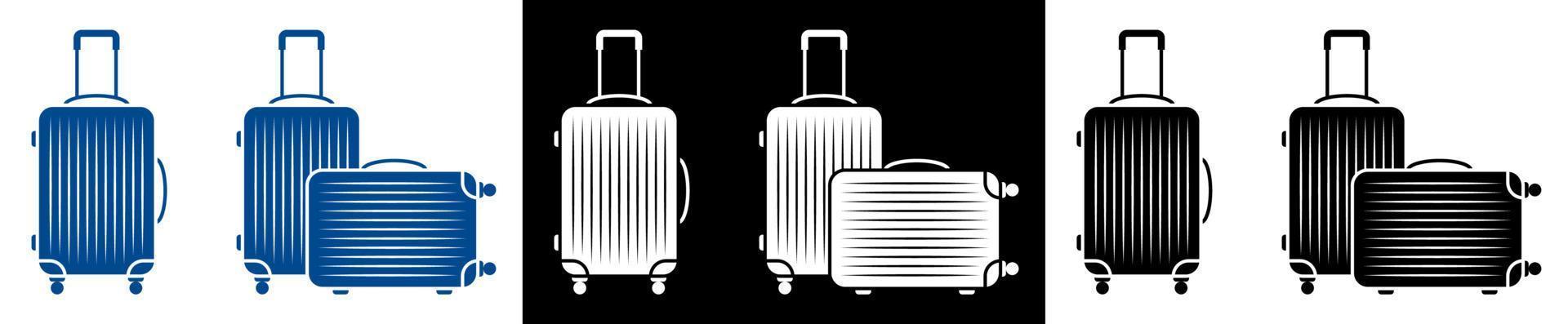 set di icone. Borsa da viaggio. valigia per bagagli su ruote. trasporto di cose in trasporto durante le vacanze. vettore minimalista