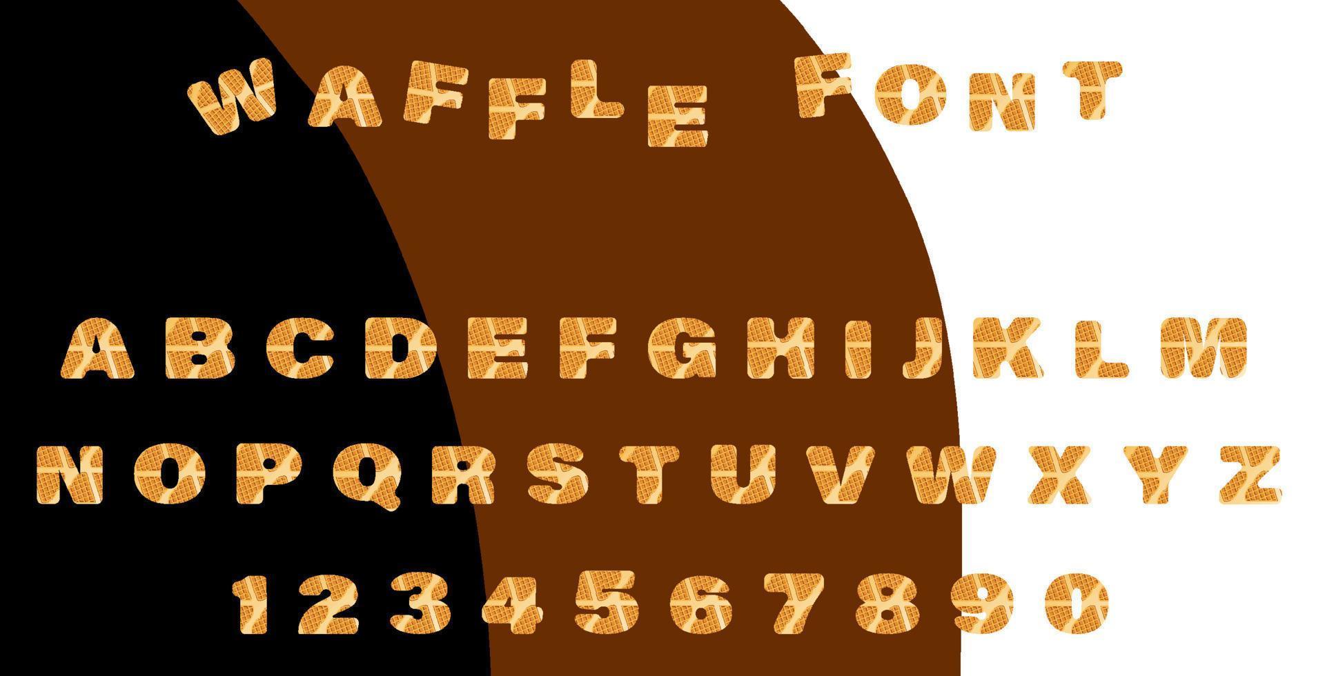 font waffle al forno. simpatiche lettere di waffle per decorare un menu di un bar o di un negozio di dolci. carte per feste per bambini, San Valentino. vettore