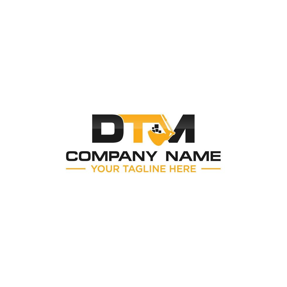 design del logo di costruzione dtm vettore