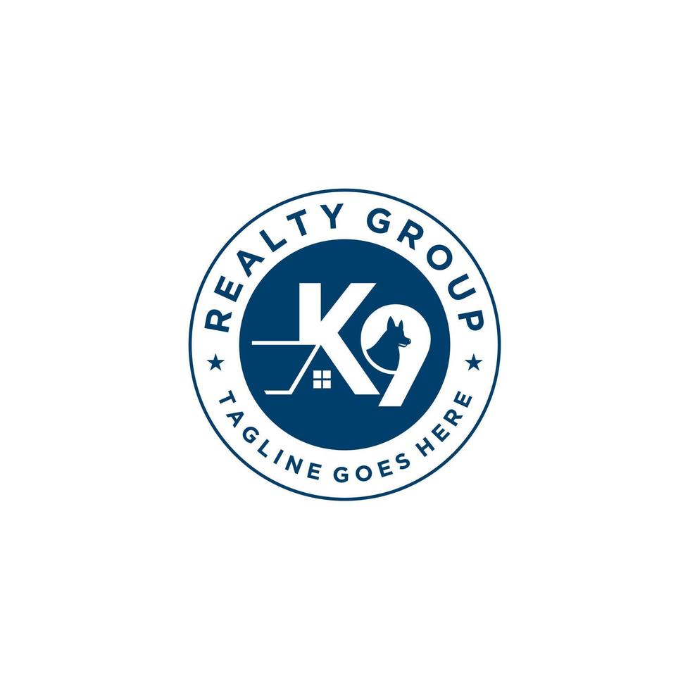 k9 realty home e real estate logo sign design vettore