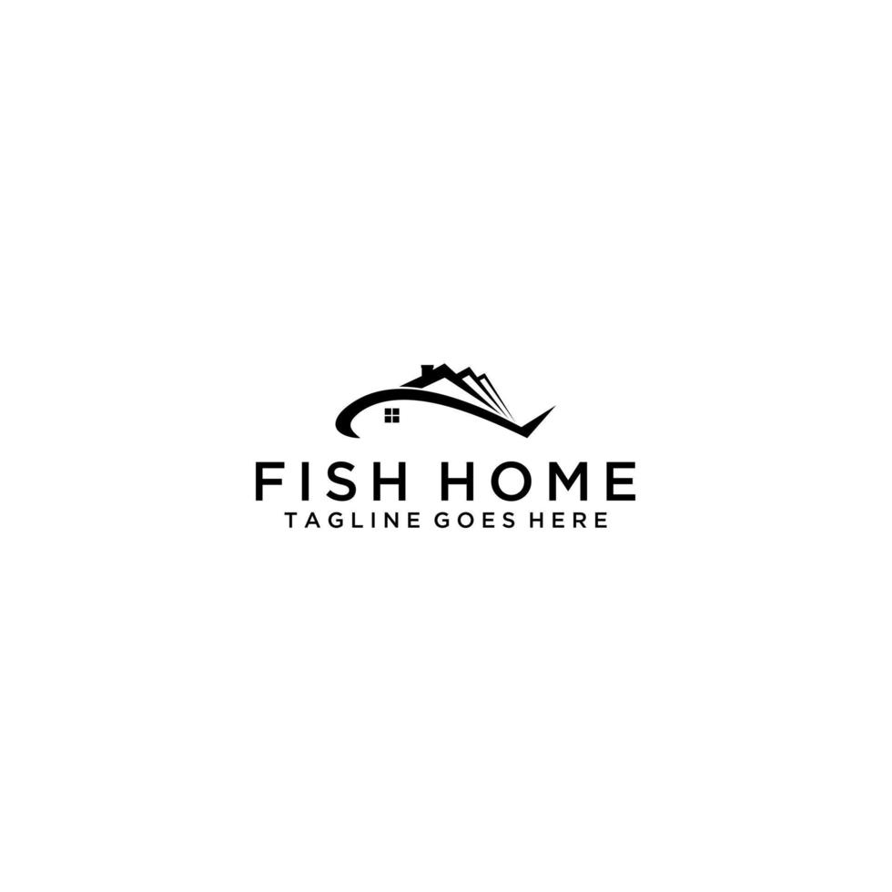 design creativo del segno del logo di pesce e casa vettore