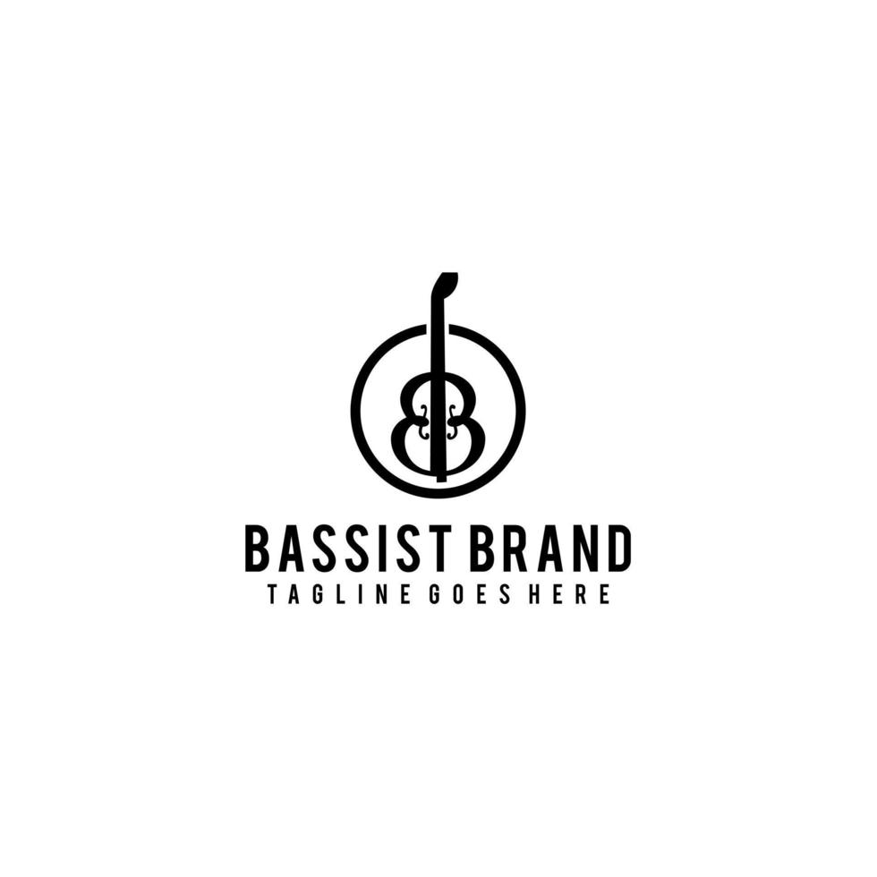 bb design iniziale del logo del bassista vettore