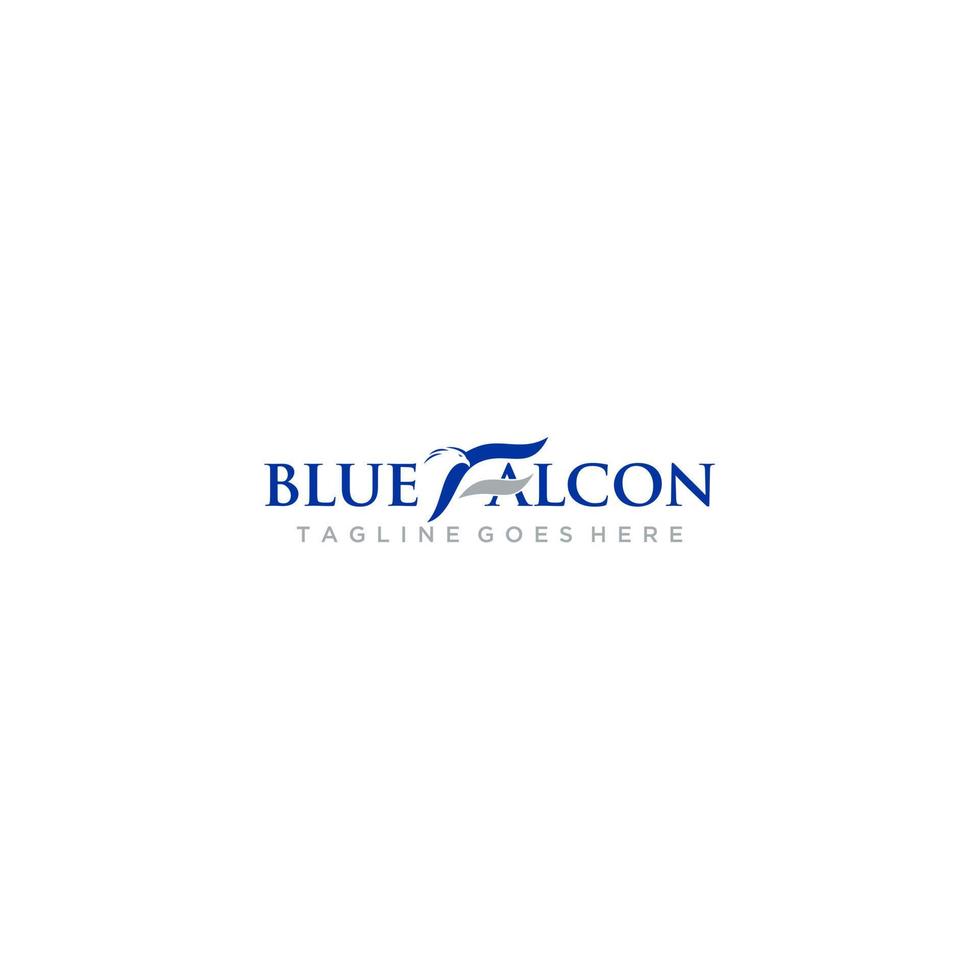 design del segno del logo del falco blu della lettera f vettore