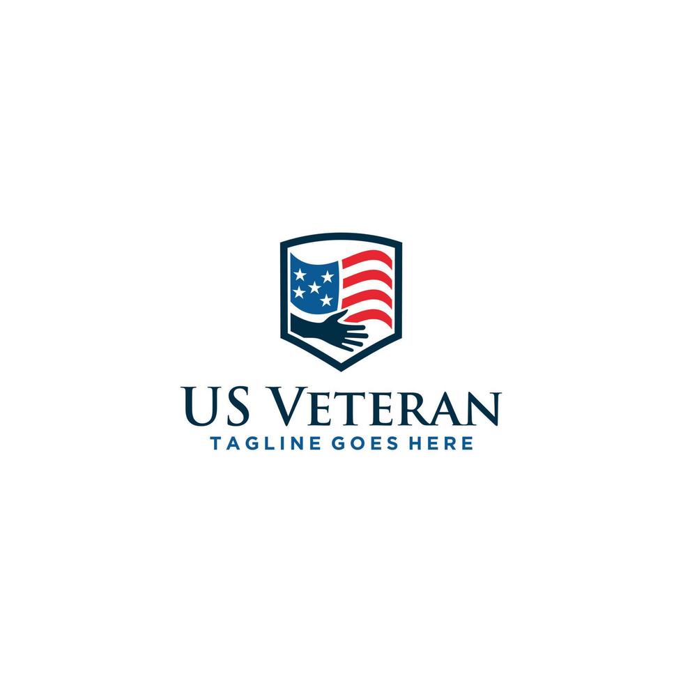 design del logo dell'emblema della bandiera americana vettore