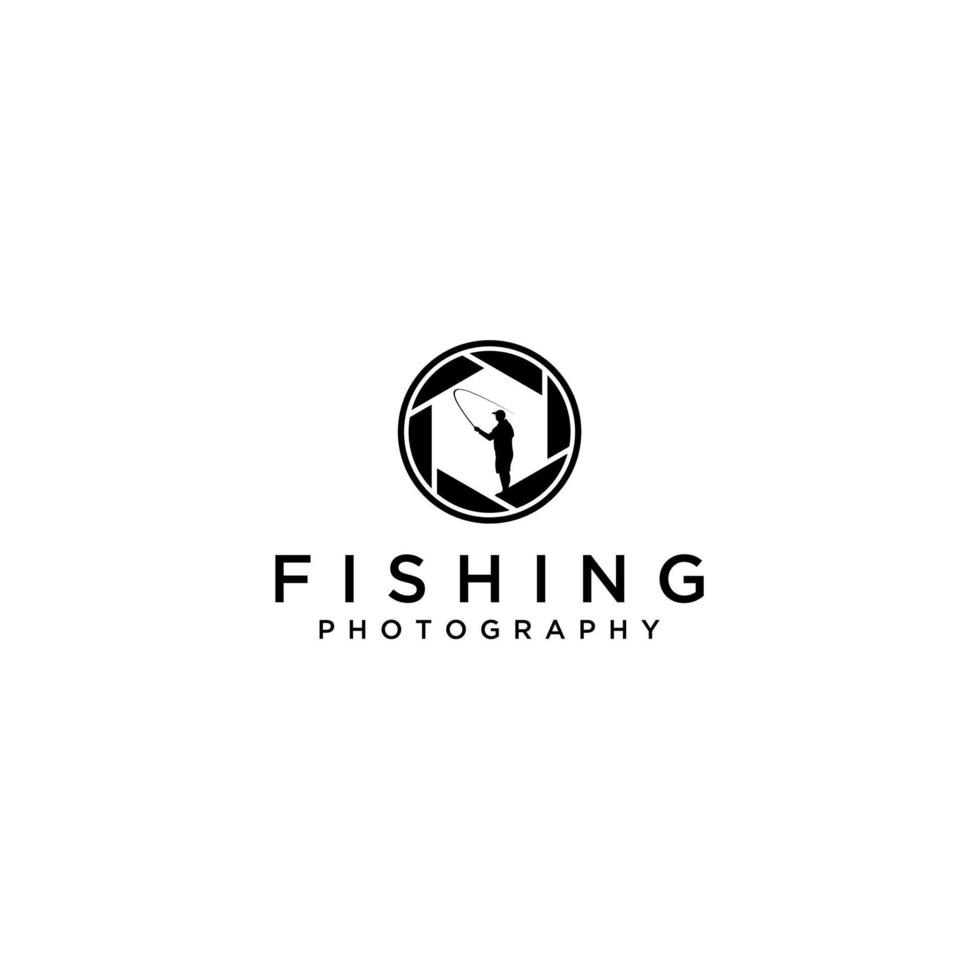 design creativo del segno del logo di pesca di fotografia vettore