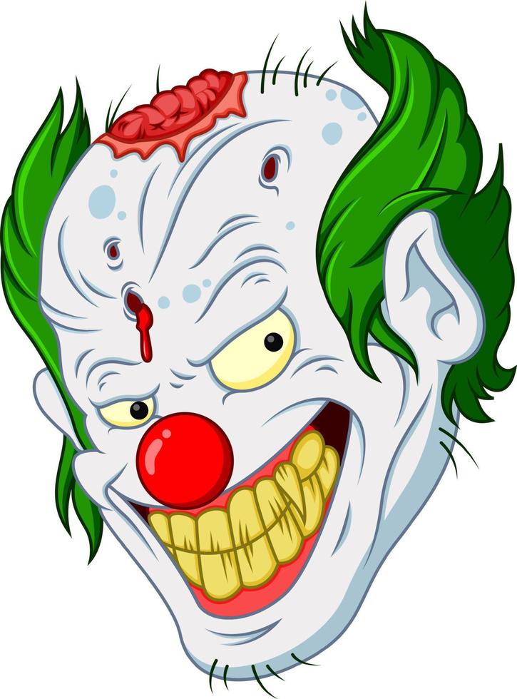 cartone animato faccia da clown di halloween vettore