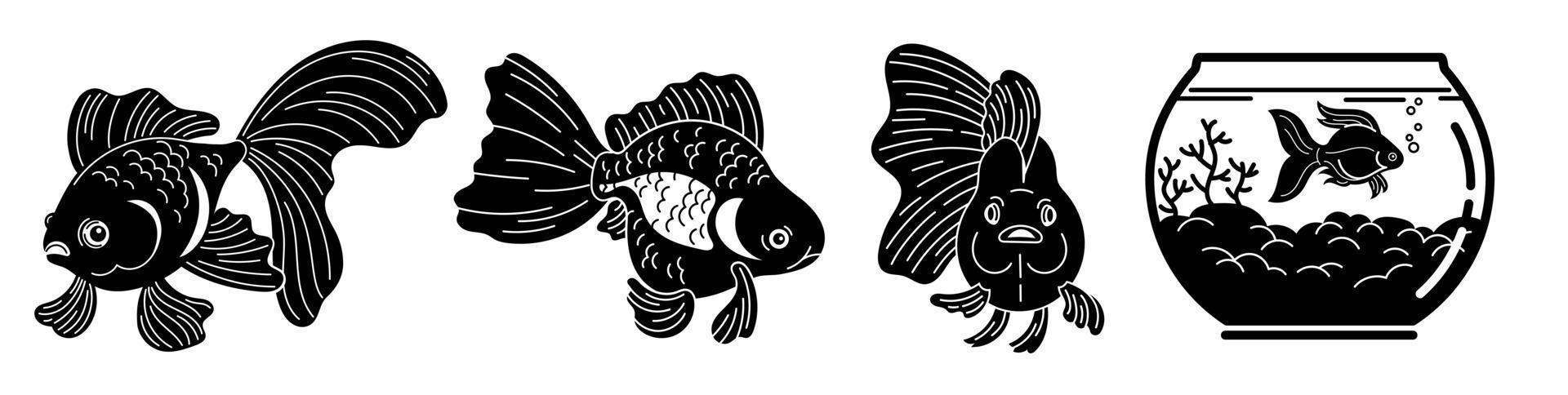 set di icone di pesci rossi, stile semplice vettore
