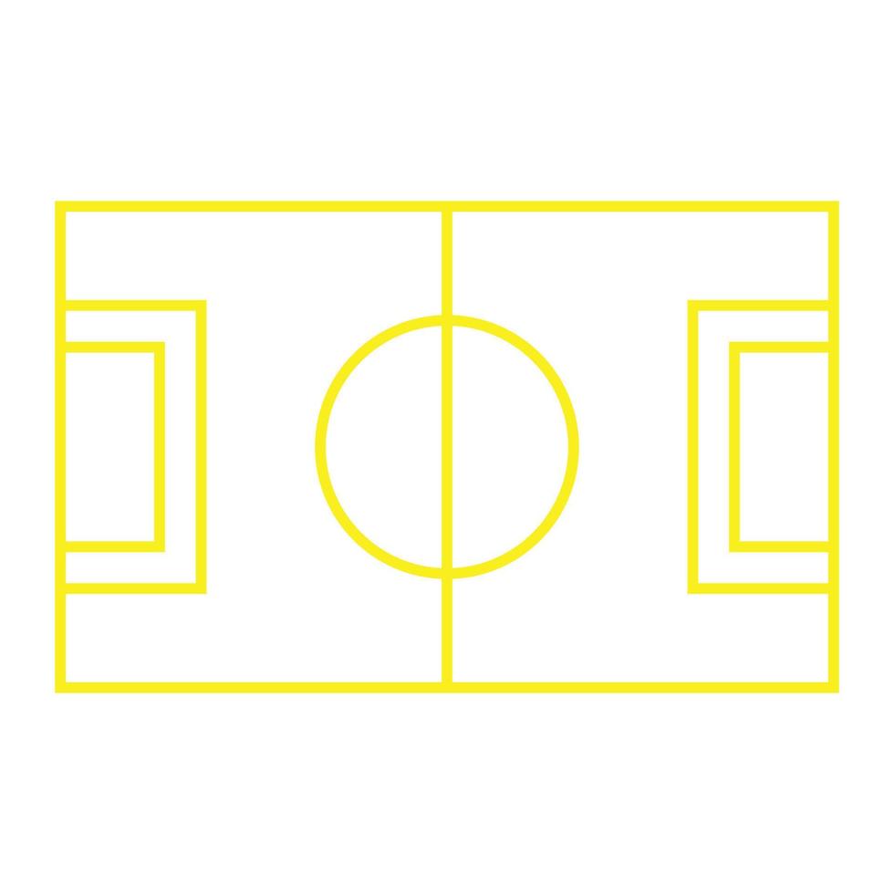 eps10 vettore giallo campo da calcio o campo da calcio linea arte icona in semplice stile moderno piatto e alla moda isolato su sfondo bianco
