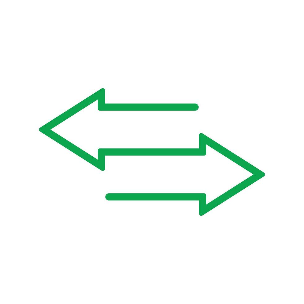 eps10 trasferimento vettoriale verde o freccia sinistra destra icona line art per applicazioni mobili, interfaccia utente e progettazione di siti Web isolati su sfondo bianco