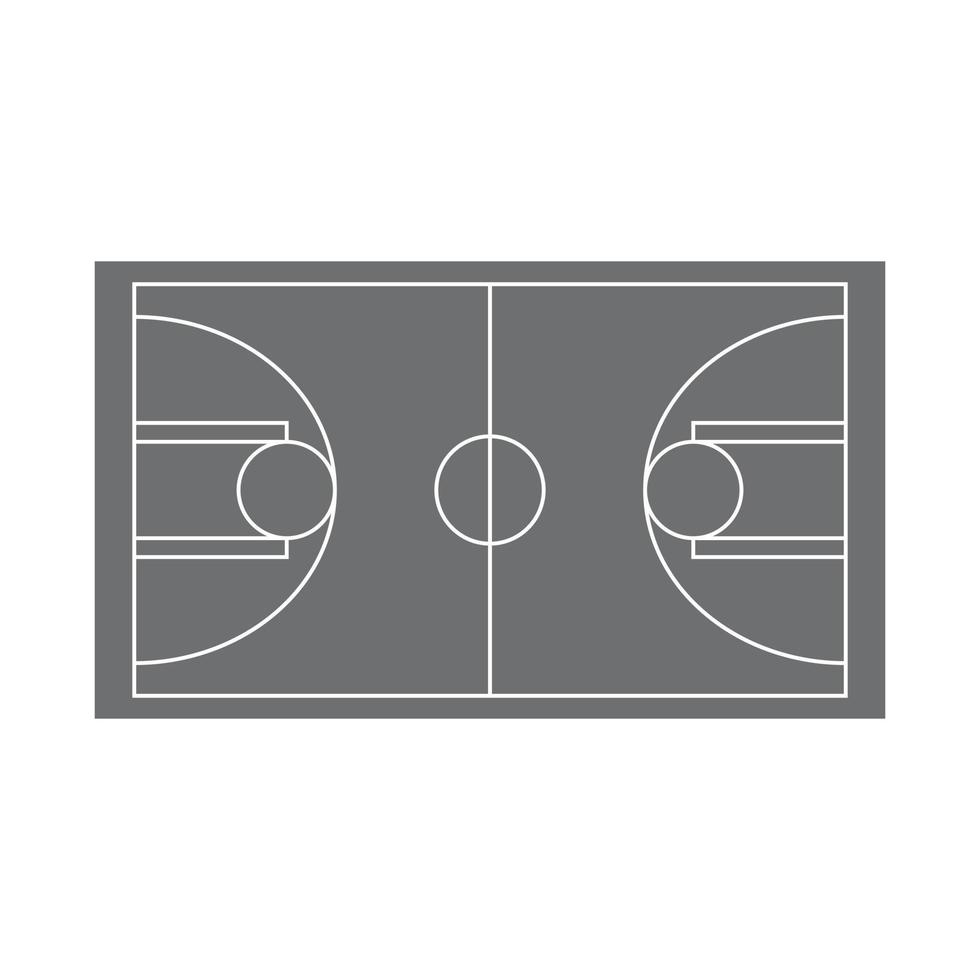 eps10 vettore grigio icona del campo da basket in semplice stile piatto e moderno alla moda isolato su sfondo bianco